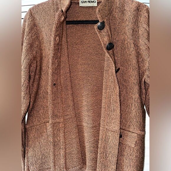 San Remo By Laura Knits Vintage Marled Knit Embossed Button Cardigan Size M - Picture 10 of 12
